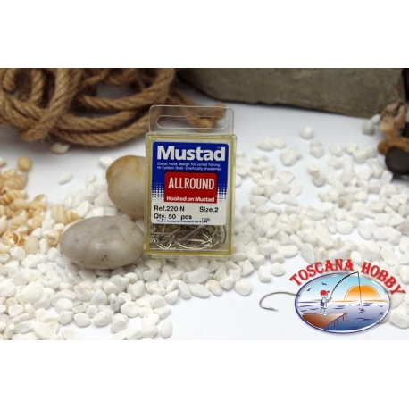 1 box 50 pz ami Mustad, cod.220N, n.2, All Round hook FC.B1N