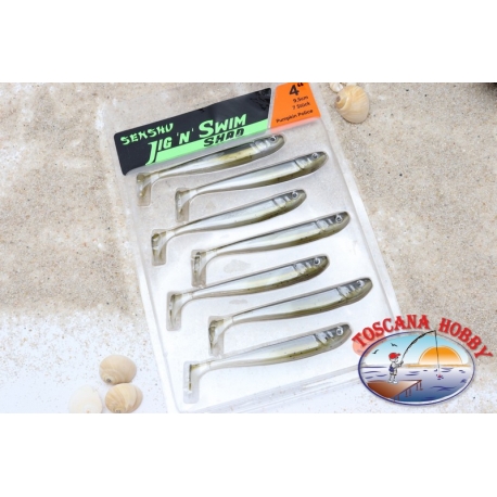 JIG AND SWIM Shad 9,5 cm-7 pcs. La Filature De La Basse Mer. La Citrouille De La Police. Aromatisé.AR547