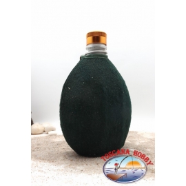 Drinking bottle 0.75 l, aluminium, sheath green with zipper closure, cap gold