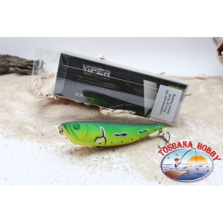 Leurres artificiels Viper Popper, 10 cm - 18,5 gr. Flottant VERT AVEC BANDE de