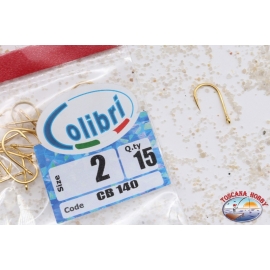 Fishing hooks, Colibri, Size 2, Pieces 15, with eyelet , CB140