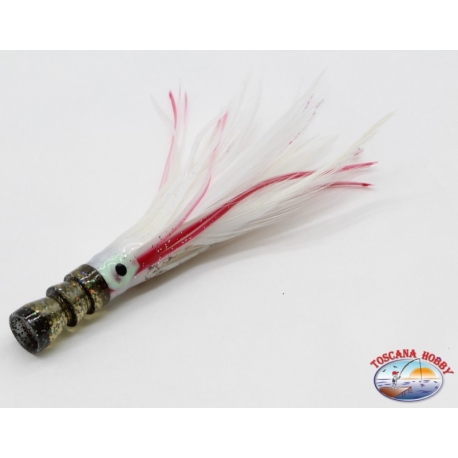 Trolling lockt: kalice octopus+feder+brill 12 cm Handgemachte kopf-farbe X21