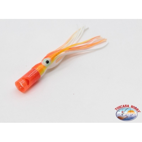 Cebo para curricán: cabeza de artesanía silbante montada con pulpo de 9 cm - color W4