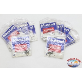 Hameçons de pêche tout rond Mustad - 20 pièces Taille assortie 11/12 LT.04