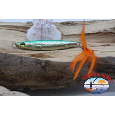 Esca metallica JIG, 30gr-7cm, con ancoretta piumata.