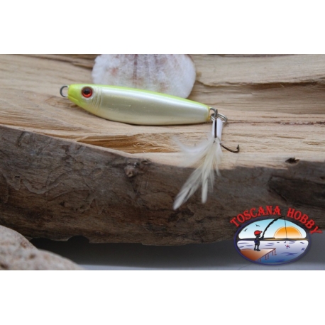 Metal bait J IG, 31gr-5,5 cm, with feathered anchor ,hi