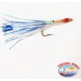 Craft bait with steel hook, 7 cm holographic filaments