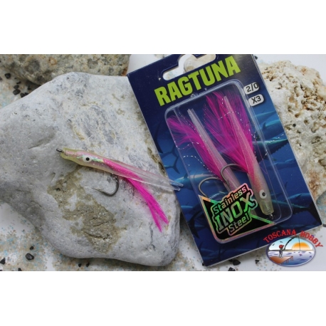 7cm Ragtuna Ragot Artificial Bait with Hook 2/0 (3pcs) TRANSPARENT/SHOKING PINK