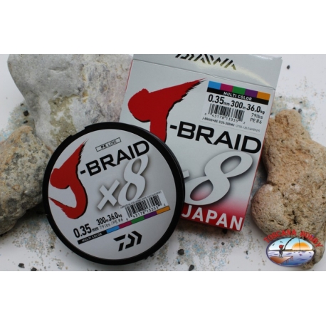 Trecciato Daiwa J-BRAID X8 Grand Multicolor da 300 mt 0.35