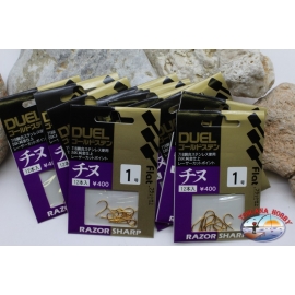 Duel size 1 Fishing hooks with paddle 10 sachets of 12 pieces K. 337