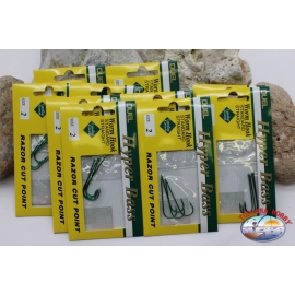 Duel size 2 Fishing hooks with eyelet 10 bags of 4 pieces K. 458