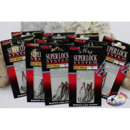 Duel size 6 Fishing Hooks with Eyelet 10 bags of 5 pieces-1