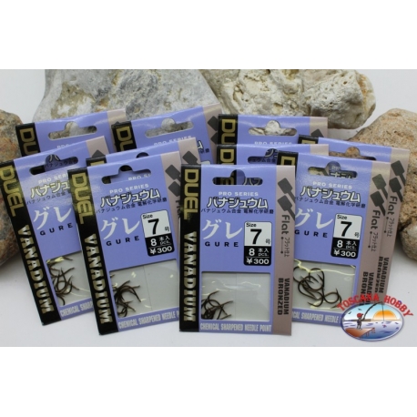 Duel size 7 Fishing Hooks with scoop 10 sachets of 8 pieces-1