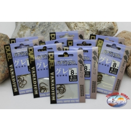 Duel size 8 fishing hooks with scoop 10 sachets of 8 pieces K. 619