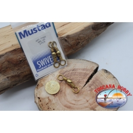 1 Bustina da 2 pz. di girelle Mustad serie 77502 gold sz.4/0 FC.G106