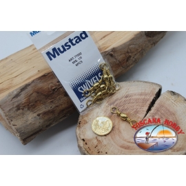 1 Sachet de 6 pcs. des émerillons Mustad série 77502 or sz.1/0 FC.G107