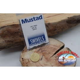 1 Packet of 12 pcs. of swivels Mustad series 78004 sz.22 FC.G115