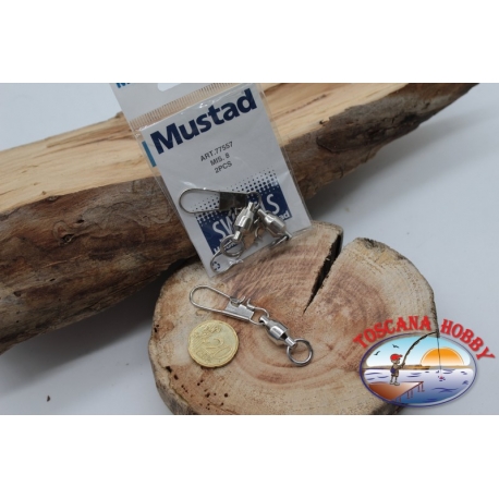 1 Bustina 2 pz. di moschettoni Mustad serie 77557 sz.8 FC.G129