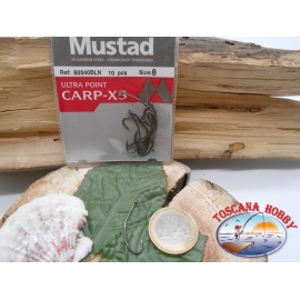 1 Confezione da 10pz ami Mustad cod. 60540BLN sz.8 con occhiello FC.A223