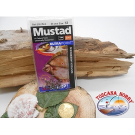 1 Pack de 25 pcs Mustad cod. 3261BLN sz.12 aberdeen avec la couronne FC.A227