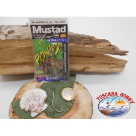 1 Packung 10st angelhaken Mustad cod.34043BLN sz.3/0 mit öse FC.A259