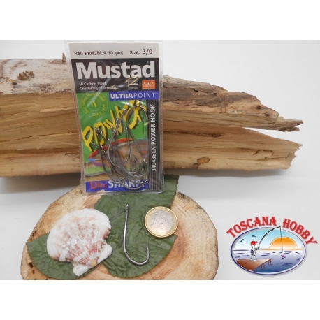 1 Pack 10pcs Mustad cod.34043BLN sz.3/0 with crown FC.A259