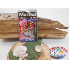 1 Packung 5 stück angelhaken Mustad cod.34042NPBLN sz.3/0 mit öse FC.A260