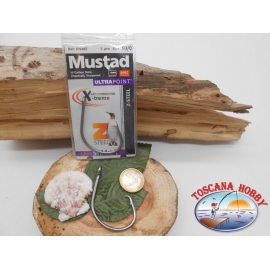 1 Packung 2stück angelhaken Mustad autoferranti cod.39948Z sz.10/0 öse FC.A263