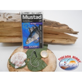 1 Packung 3pz angelhaken Mustad soft bait cod.91768KH sz.2/0 öse FC.A267