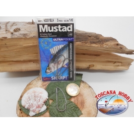 1 Confezione 3pz ami Mustad antincaglio cod.W3261BLN sz.1/0 FC.A271