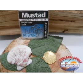 1 Conf 10 pz ami Mustad Spade barbed con paletta cod10655NPBLN sz.14 FC.A286