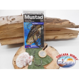 1 paquete (12 pcs Mustad torcidos, con anilla de bacalao.32808NPBLN sz.2/0 FC.A361