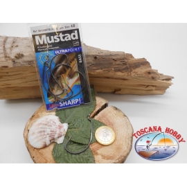 1 bustina 5 pz ami Mustad storti, occhiello cod.38104NPBLN  sz. 4/0  FC.A365