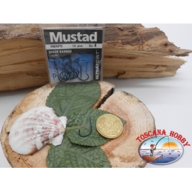 1 sachet de 10 pcs Mustad, scoop, bleu, cod.496NPB sz. 4 FC.A398