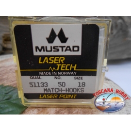 1 pack de 50pcs Mustad "tecnología láser" de la serie 51133 sz.18 FC.A458