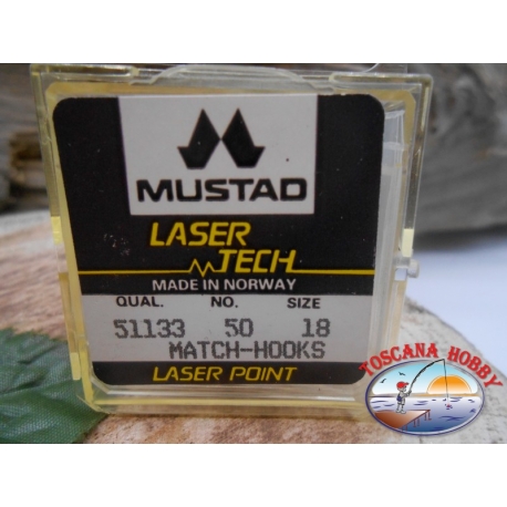 1 pack de 50pcs Mustad "tecnología láser" de la serie 51133 sz.18 FC.A458