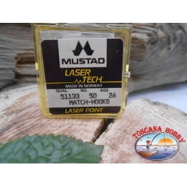 1 pack of 50pcs Mustad "laser tech" series 51133 sz.26 FC.A462