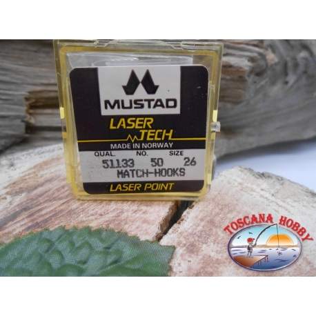 1 pack de 50pcs Mustad "tecnología láser" de la serie 51133 sz.26 FC.A462