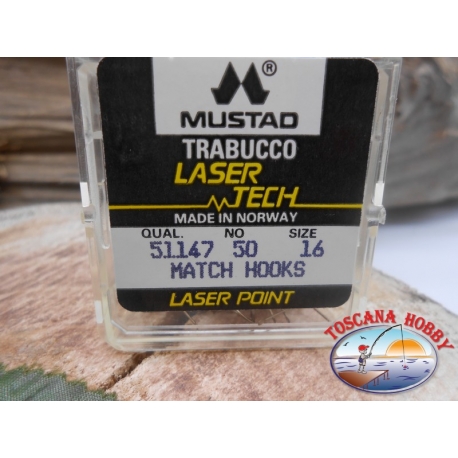 1 pack of 50pcs Mustad "laser tech" series 51147 sz.16 FC.A467