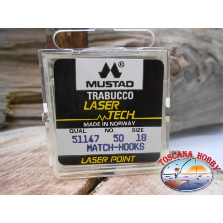 1 pack of 50pcs Mustad "laser tech" series 51147 sz.18 FC.A468