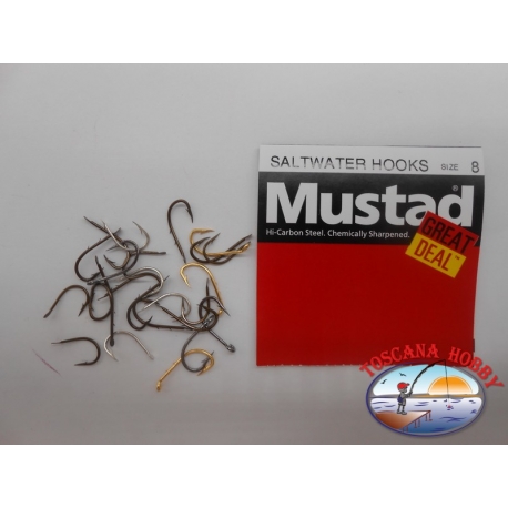 1 paquete de 25 pcs Mustad "gran cantidad" de la serie de agua salada ganchos de sz.8 FC.A517