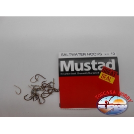 1 pack of 25 pcs Mustad "great deal" series saltwater hooks sz.10 FC.A519