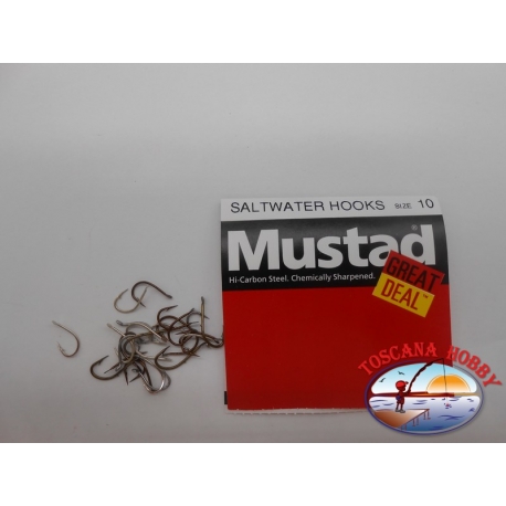 1 pack of 25 pcs Mustad "great deal" series saltwater hooks sz.10 FC.A519