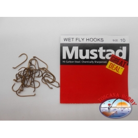 1 confezione da 25pz ami Mustad "great deal" serie Wet fly hooks sz.10 FC.A524