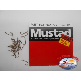 1 confezione da 25pz ami Mustad "great deal" serie Wet fly hooks sz.16 FC.A527