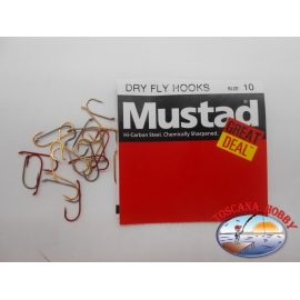 1 confezione da 25pz ami Mustad "great deal" serie Dry fly hooks sz.10 FC.A529