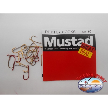 1 confezione da 25pz ami Mustad "great deal" serie Dry fly hooks sz.10 FC.A529