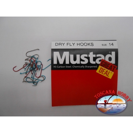 1 confezione da 25pz ami Mustad "great deal" serie Dry fly hooks sz.14 FC.A531