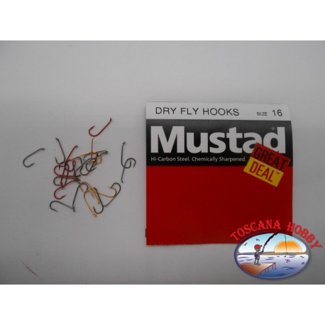 1 confezione da 25pz ami Mustad "great deal" serie Dry fly hooks sz.16 FC.A532