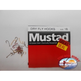 1 confezione da 25pz ami Mustad "great deal" serie Dry fly hooks sz.18 FC.A533